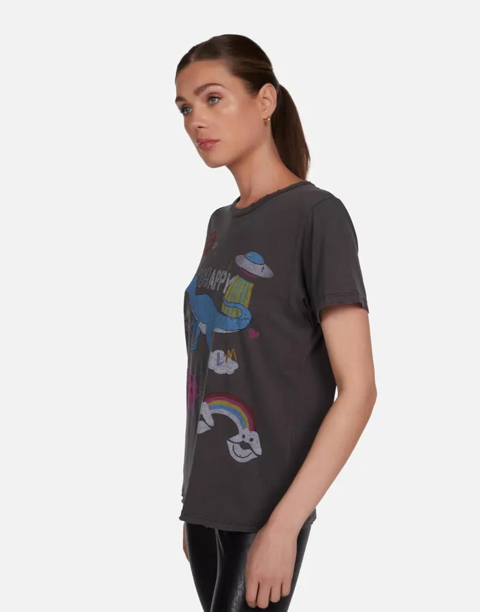 Women039s Wolf Dino Elements Vintage Black Lauren Moshi Short Sleeve