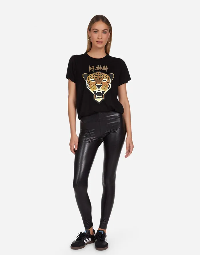 Women039s Wolf Geometric Def Leppard Black Lauren Moshi Short Sleeve