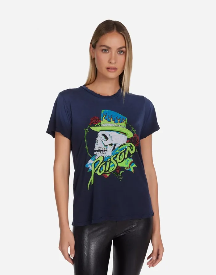 Women039s Wolf Neon Poison Skull Navy Ombre Lauren Moshi Short Sleeve