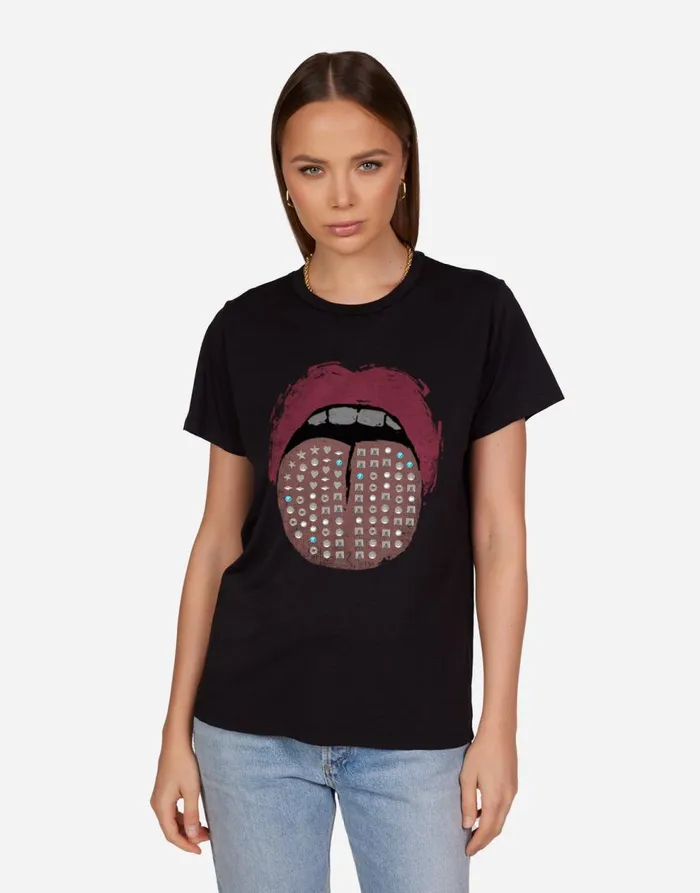 Women039s Wolf Vintage Stud Tongue Black Lauren Moshi Short Sleeve