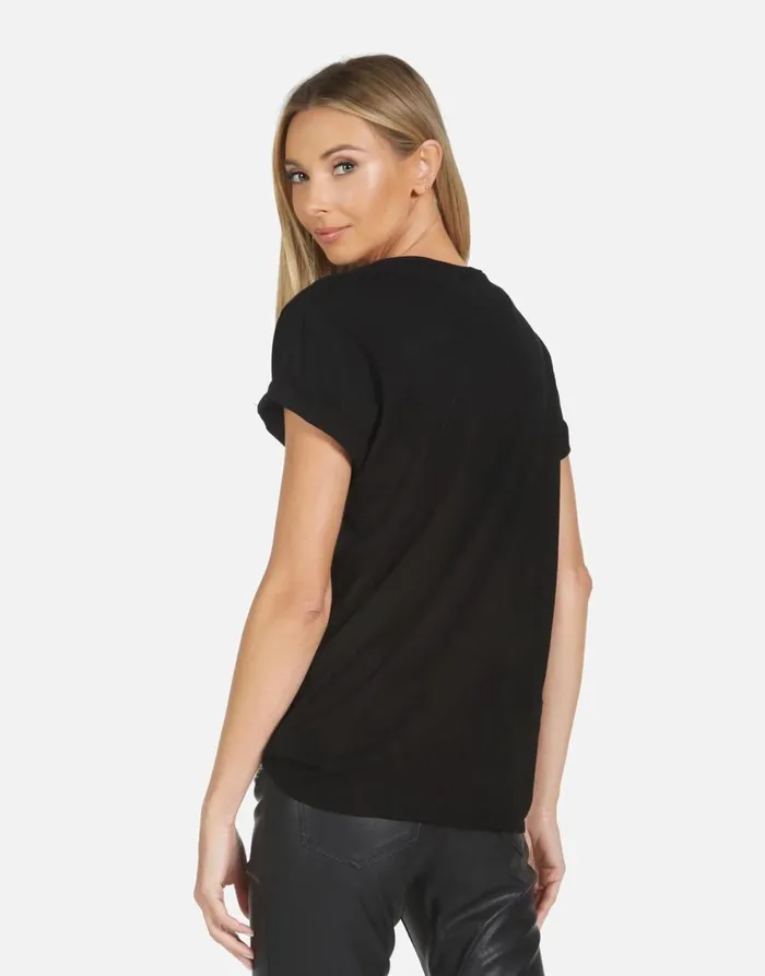 Women039s Wolf X Crystal Peace Love Skull Black Lauren Moshi Short Sleeve