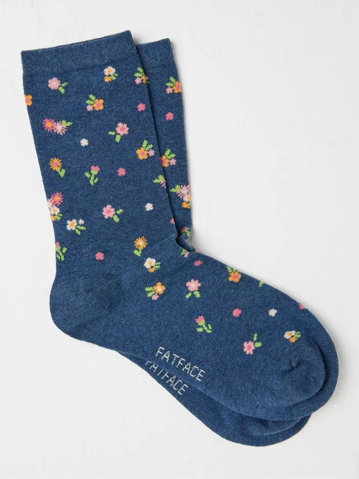 Women 3 For 2 Socks Fat Face Blue Ditsy Floral Socks 1 Pack Size 47