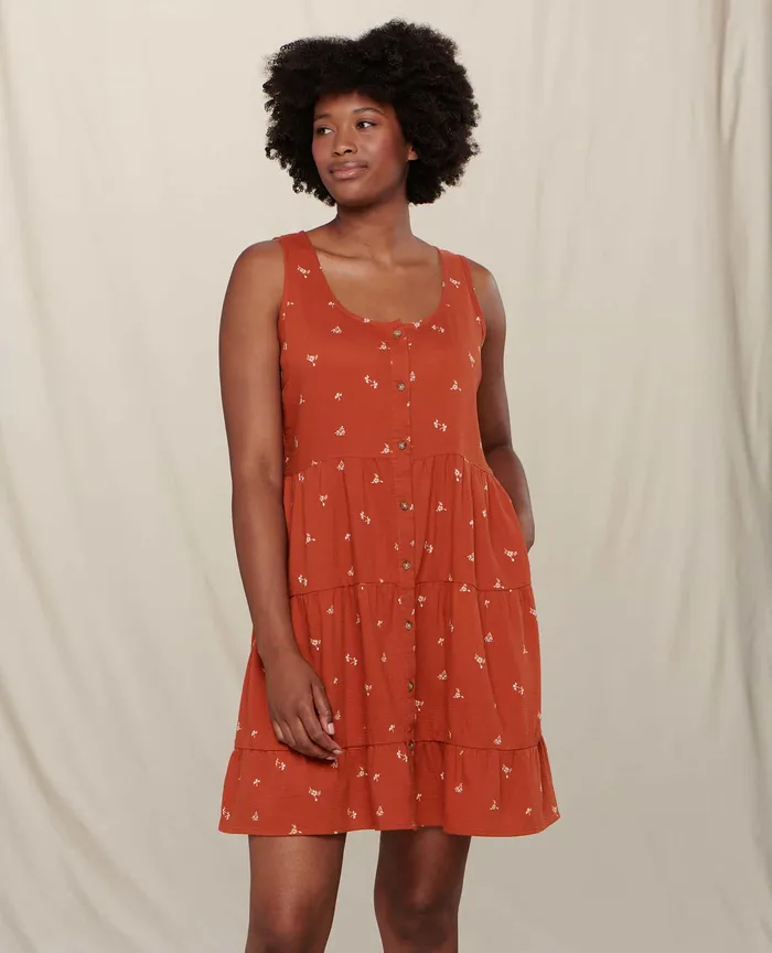 Women8217s ToadandCo Manzana Tiered Sleeveless Dress Rust Ditsy Print Dresses Women8217s ToadandCo Manzana Tiered Sleeveless Dress Rust Ditsy Print Dresses