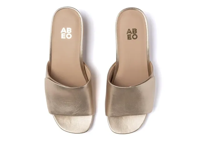 Women ABEO Footwear Dress Avenue Slide Light Gold Leather Women ABEO Footwear Dress Avenue Slide Light Gold Leather