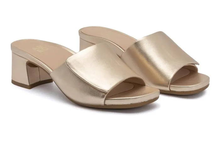 Women ABEO Footwear Dress Avenue Slide Light Gold Leather Women ABEO Footwear Dress Avenue Slide Light Gold Leather