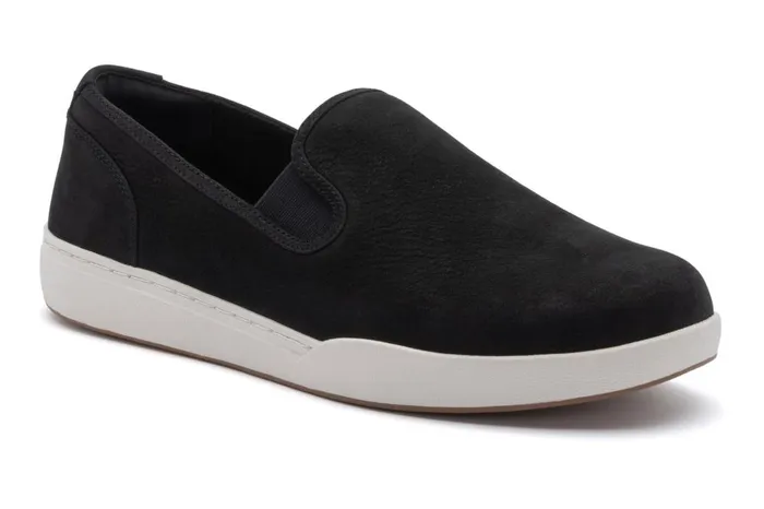 Women ABEO Footwear Sneakers Encore Slip On Black Leather