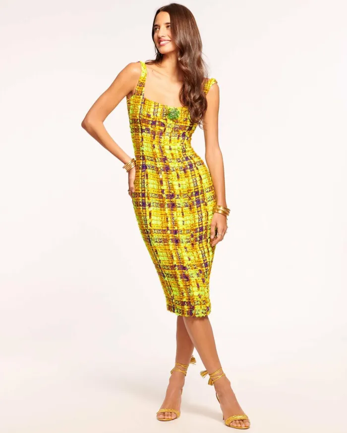 Women Adalyn Sleeveless Midi Dress Marigold Tweed Ramy Brook Dresses