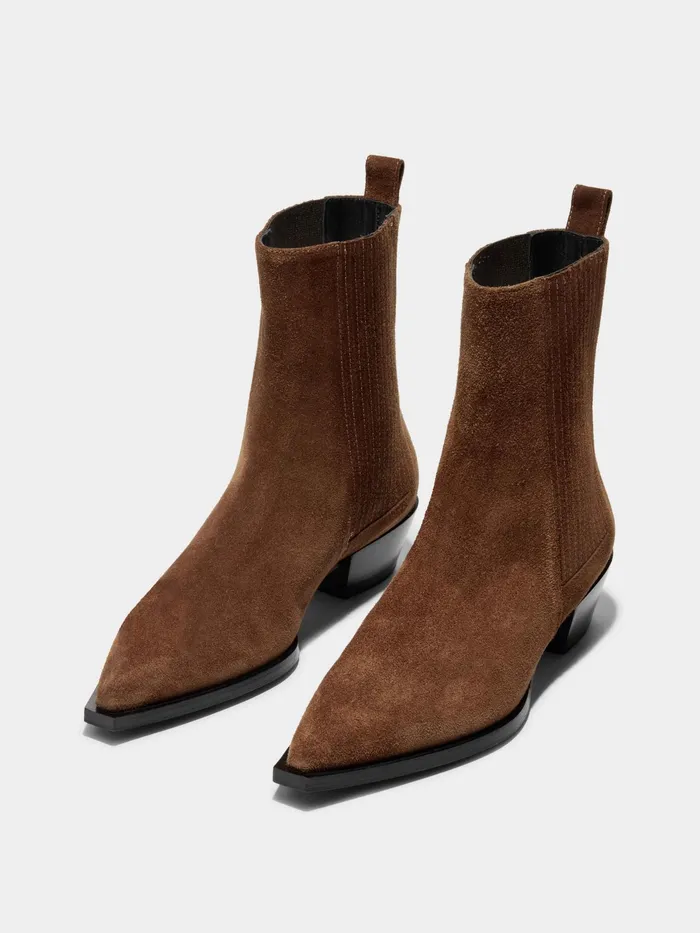 Women Aeyde BELINDA Brown Suede Cowboy Boot Aeyde Ankle Boots