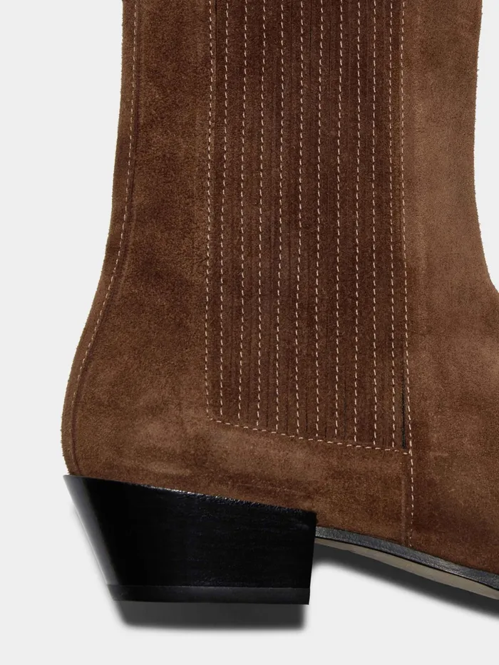 Women Aeyde BELINDA Brown Suede Cowboy Boot Aeyde Ankle Boots