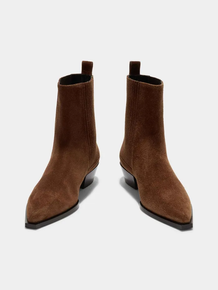 Women Aeyde BELINDA Brown Suede Cowboy Boot Aeyde Ankle Boots