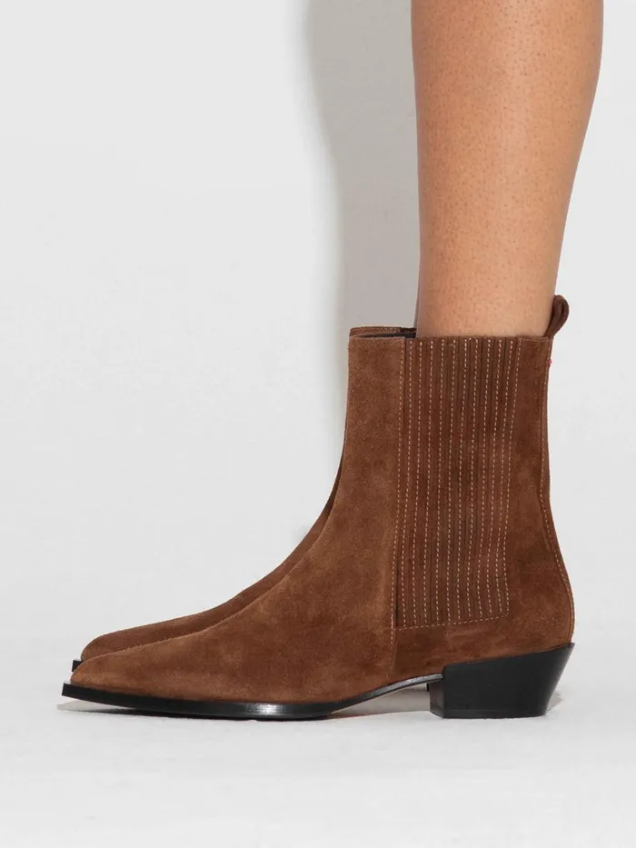 Women Aeyde BELINDA Brown Suede Cowboy Boot Aeyde Ankle Boots