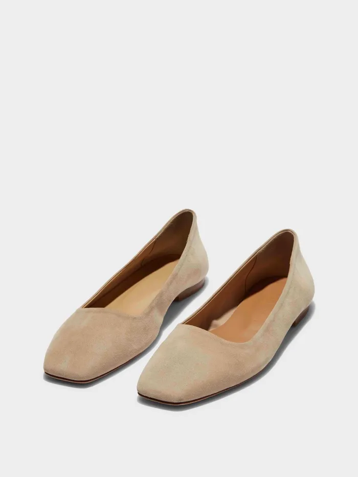 Women Aeyde IDA Latte Suede Ballet Flat Aeyde Flats