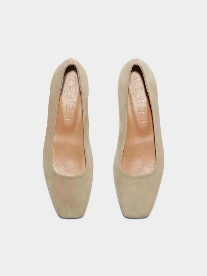 Women Aeyde IDA Latte Suede Ballet Flat Aeyde Flats
