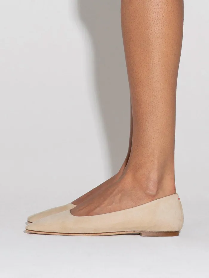 Women Aeyde IDA Latte Suede Ballet Flat Aeyde Flats