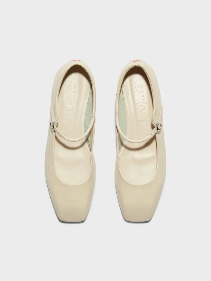 Women Aeyde UMA Creamy Mary Jane Flat Aeyde Flats