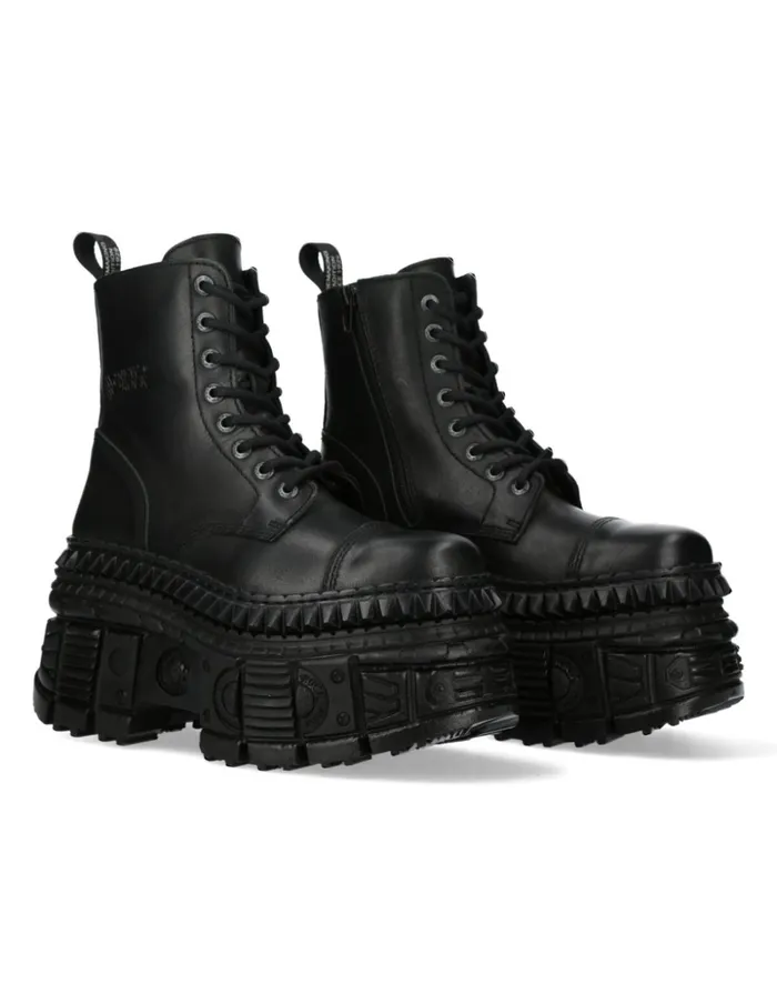 Women Ankle Boot Black Tank MWall083cS3 New Rock Military