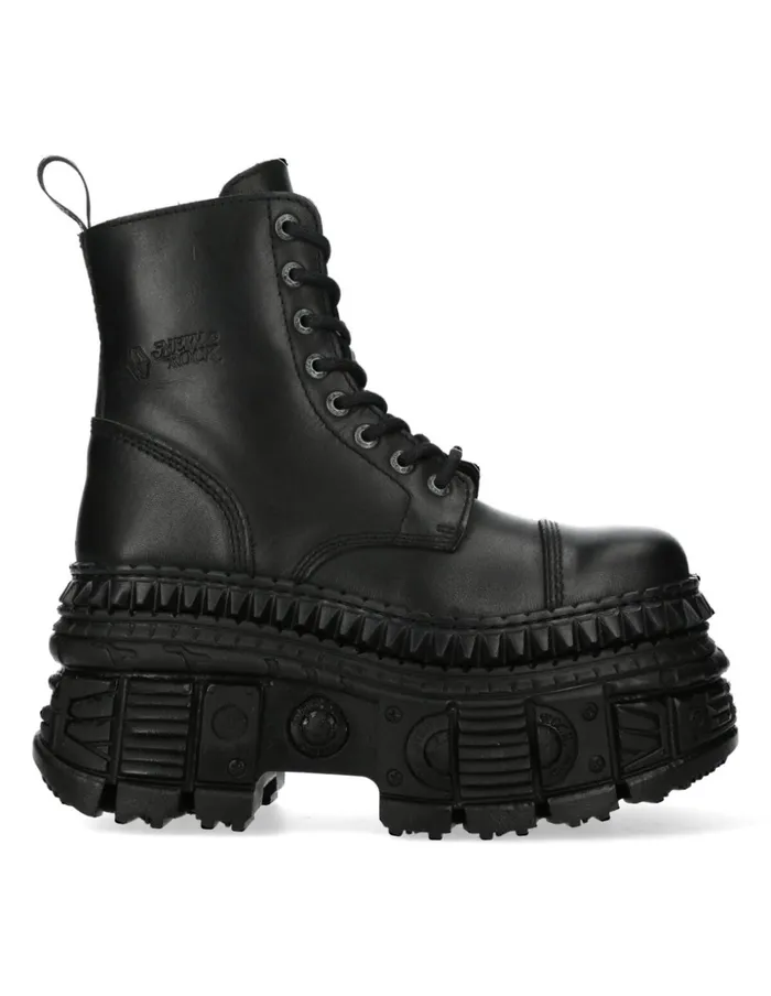 Women Ankle Boot Black Tank MWall083cS3 New Rock Military