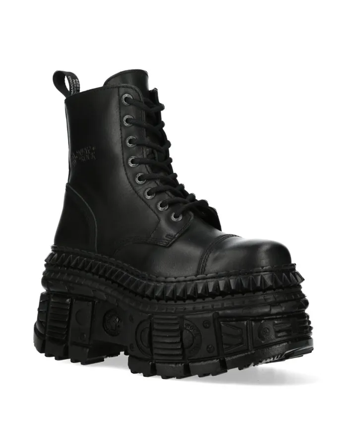Women Ankle Boot Black Tank MWall083cS3 New Rock Military