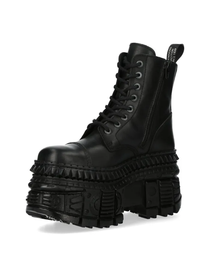 Women Ankle Boot Black Tank MWall083cS3 New Rock Military