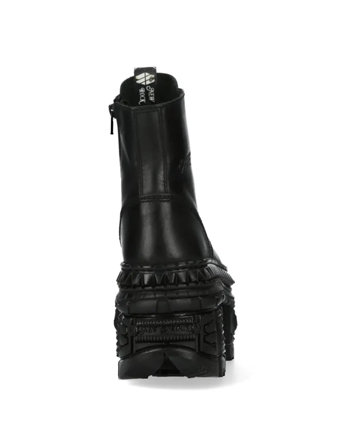 Women Ankle Boot Black Tank MWall083cS3 New Rock Military
