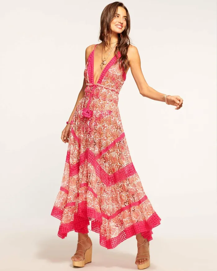 Women Austyn Lace Coverup Maxi Dress Pink Lace Ramy Brook Swimwear Women Austyn Lace Coverup Maxi Dress Pink Lace Ramy Brook Swimwear