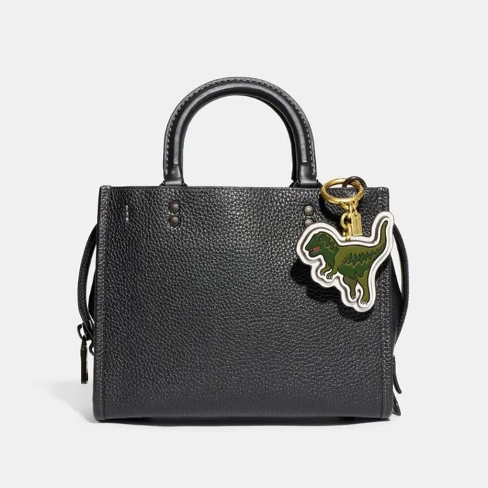 Women Bag Straps and Keychains Coach Rexy Bag Charm With Signature Canvas Brasschalk