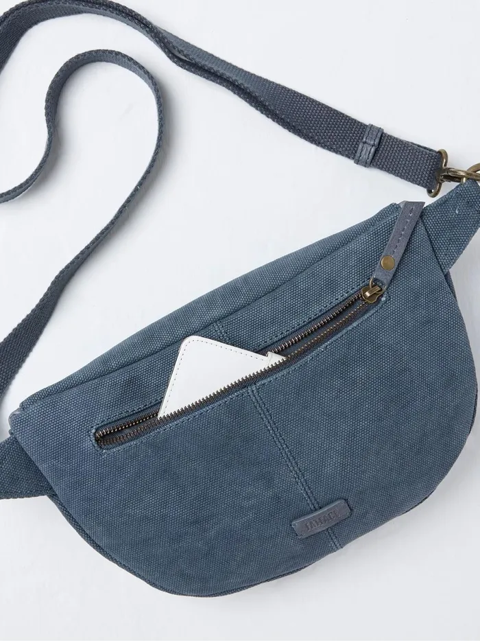 Women Bags and Purses Fat Face Blue Canvas Belt Bag