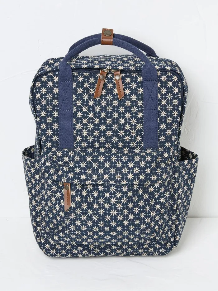 Women Bags and Purses Fat Face Posy Blue Canvas Backpack