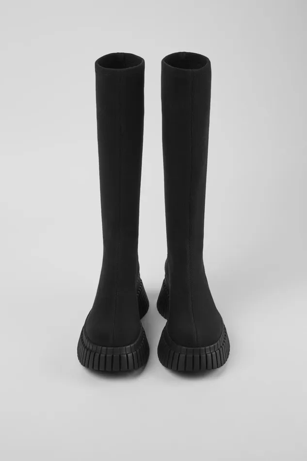 Women BCN TENCEL Black Textile Mid Boots Camper Boots
