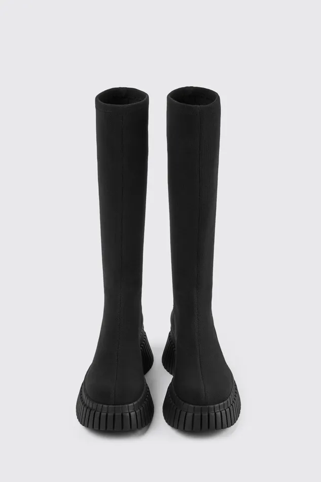 Women BCN TENCEL Black Textile Mid Boots Camper Boots