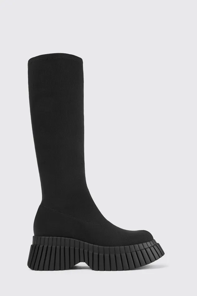 Women BCN TENCEL Black Textile Mid Boots Camper Boots