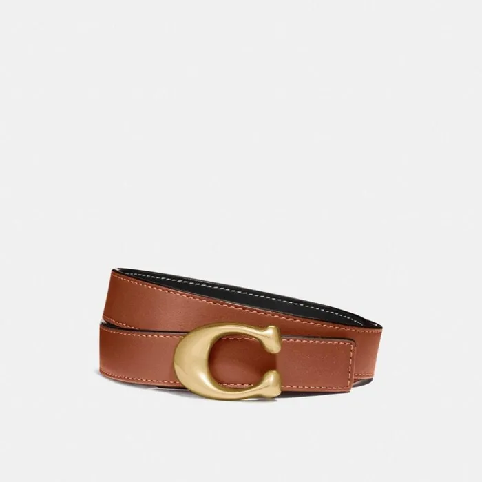 Women Belts Coach C Hardware Reversible Belt 25 Mm Brassblack1941 Saddle