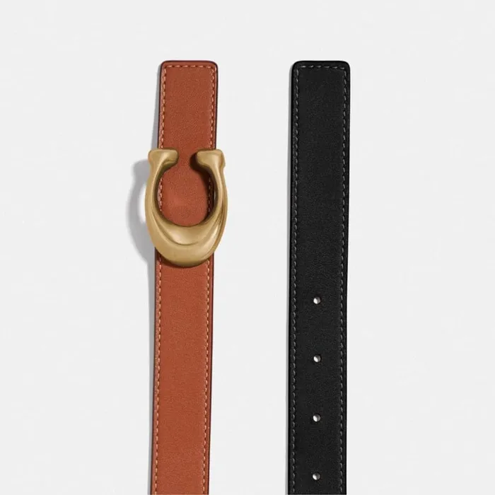 Women Belts Coach C Hardware Reversible Belt 25 Mm Brassblack1941 Saddle