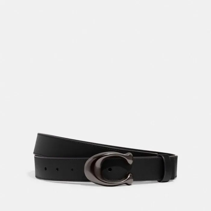 Women Belts Coach Sculpted C Buckle Cut To Size Reversible Belt 32 Mm Pewterblack