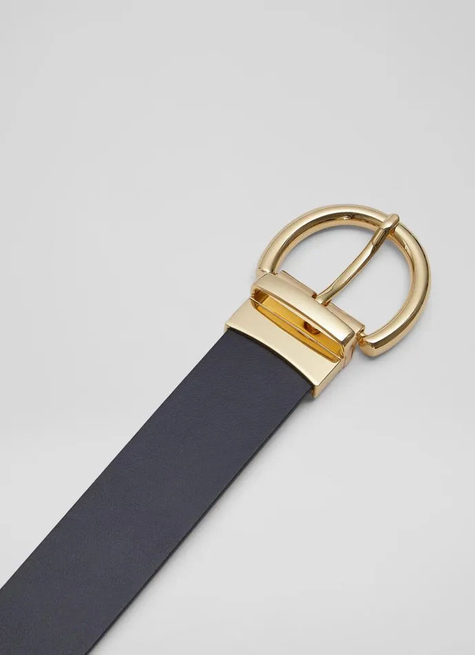 Women Belts LKBennett Odette Navy And Cream Leather Reversible Belt Women Belts LKBennett Odette Navy And Cream Leather Reversible Belt