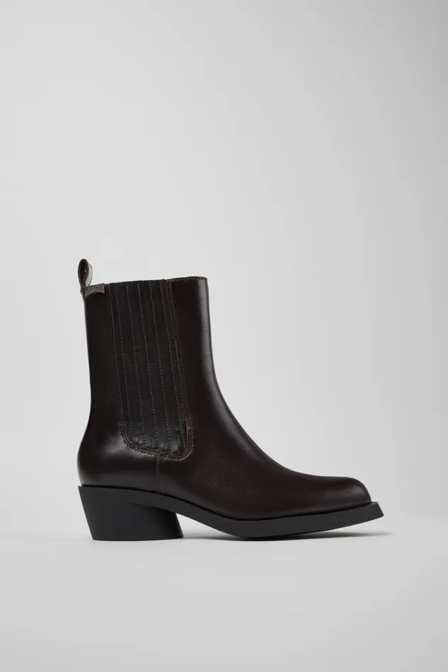 Women Bonnie Brown Leather Boots Camper Ankle Boots