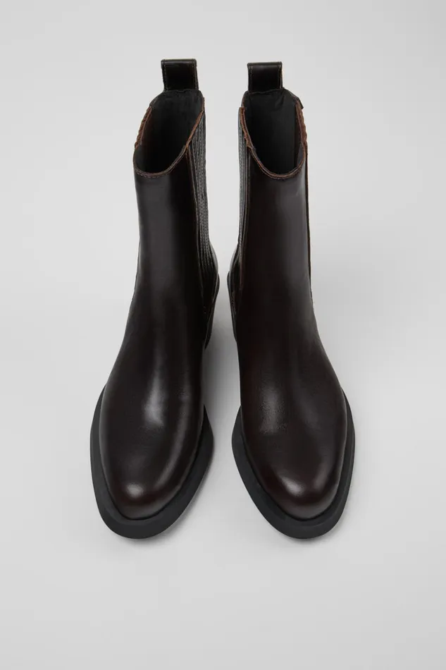 Women Bonnie Brown Leather Boots Camper Ankle Boots