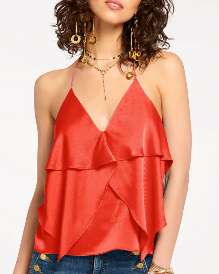 Women Brittany Ruffle Tank Top Ivory Ramy Brook Tops Women Brittany Ruffle Tank Top Ivory Ramy Brook Tops