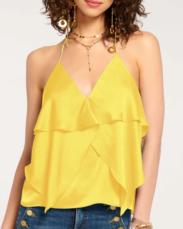 Women Brittany Ruffle Tank Top Ivory Ramy Brook Tops Women Brittany Ruffle Tank Top Ivory Ramy Brook Tops