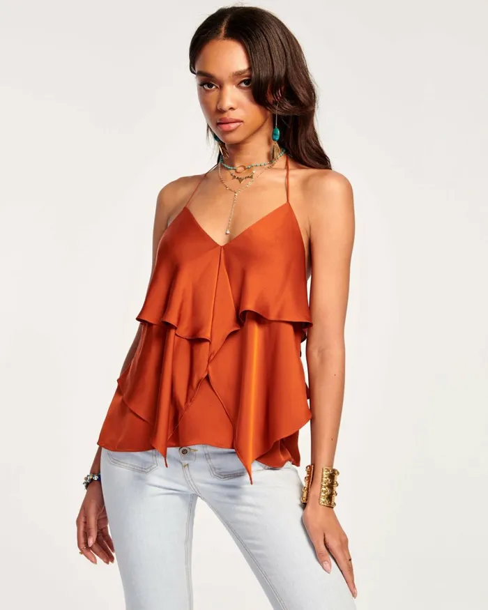 Women Brittany Ruffle Tank Top Ivory Ramy Brook Tops Women Brittany Ruffle Tank Top Ivory Ramy Brook Tops