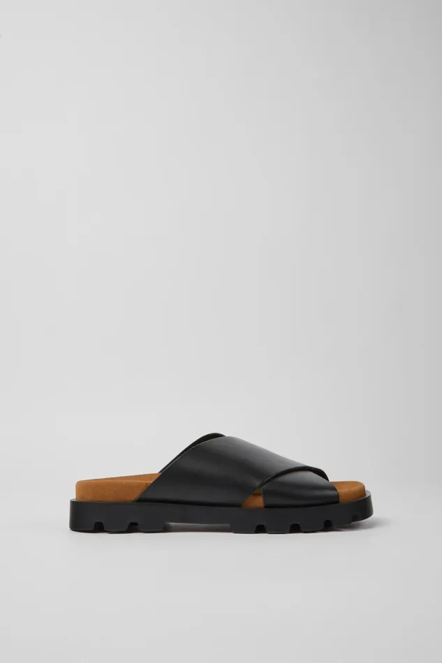 Women Brutus Sandal Black Leather Sandals Camper Sandals