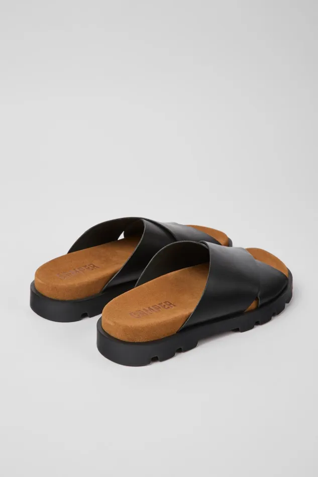 Women Brutus Sandal Black Leather Sandals Camper Sandals