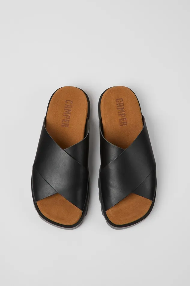 Women Brutus Sandal Black Leather Sandals Camper Sandals