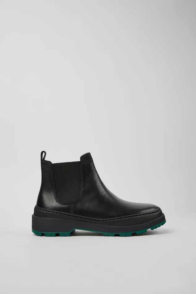 Women Brutus Trek MICHELIN Black Leather Ankle Boots Camper Ankle Boots