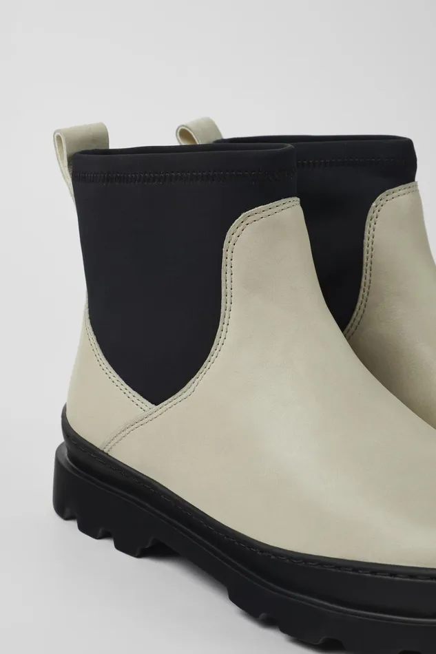 Women Brutus White Leather Ankle Boots Camper Ankle Boots