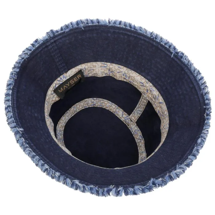 Women Bucket Hats Mayser Fil Bucket Fabric Hat With Fringes Dark Blue Women Bucket Hats Mayser Fil Bucket Fabric Hat With Fringes Dark Blue