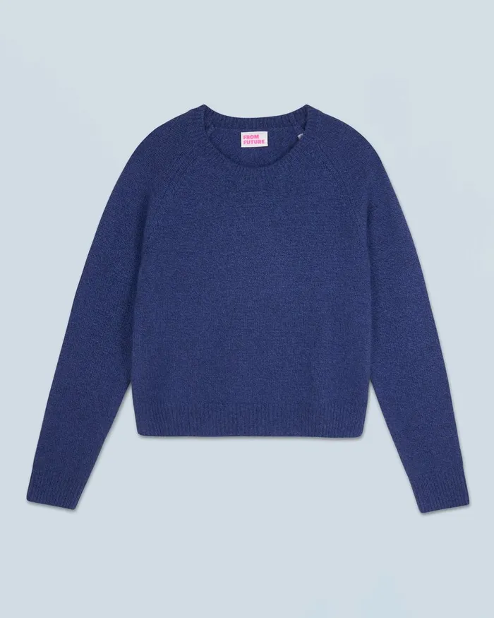 Women Cashmere Sweaters From Future Crewneck Raglan Sweater Dark Blue