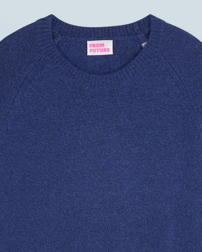 Women Cashmere Sweaters From Future Crewneck Raglan Sweater Dark Blue