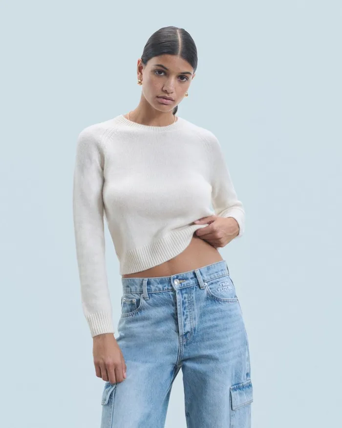 Women Cashmere Sweaters From Future Crewneck Raglan Sweater Dark Blue