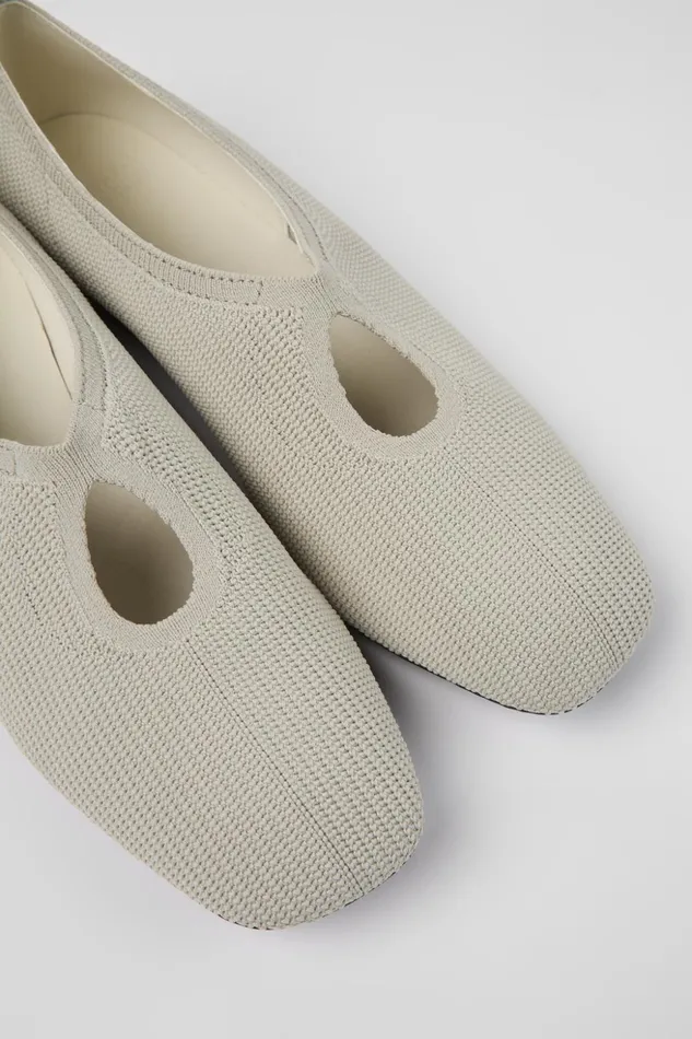 Women Casi Myra Gray Onepiece Knit Ballerinas Camper Ballerinas